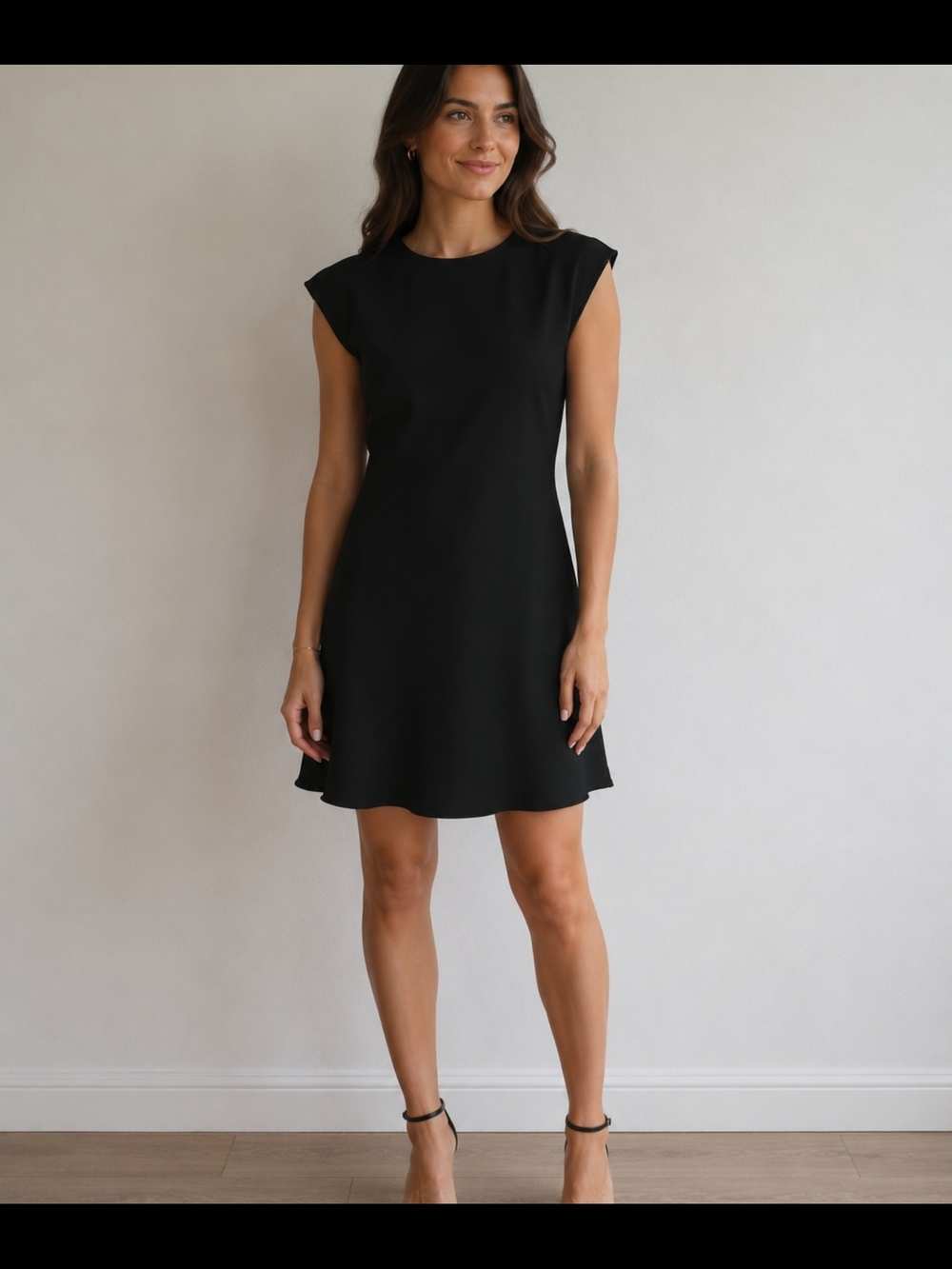 Trina Turk Black Cap Sleeve Fit Flare Dress Size 6 Classic Minimalist